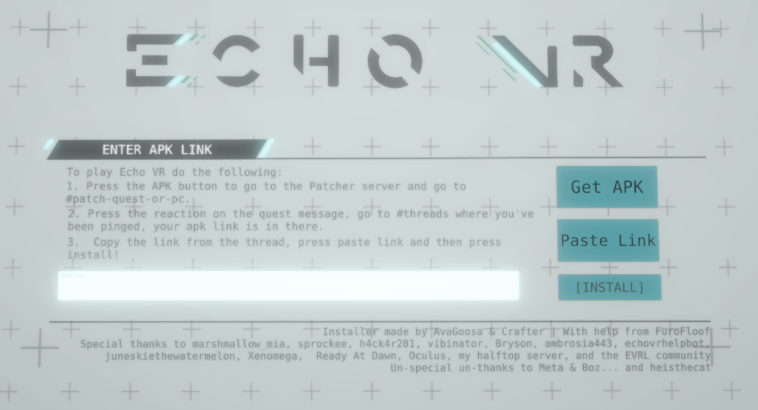 APK link input screen with Get APK, Paste Link, and Install buttons